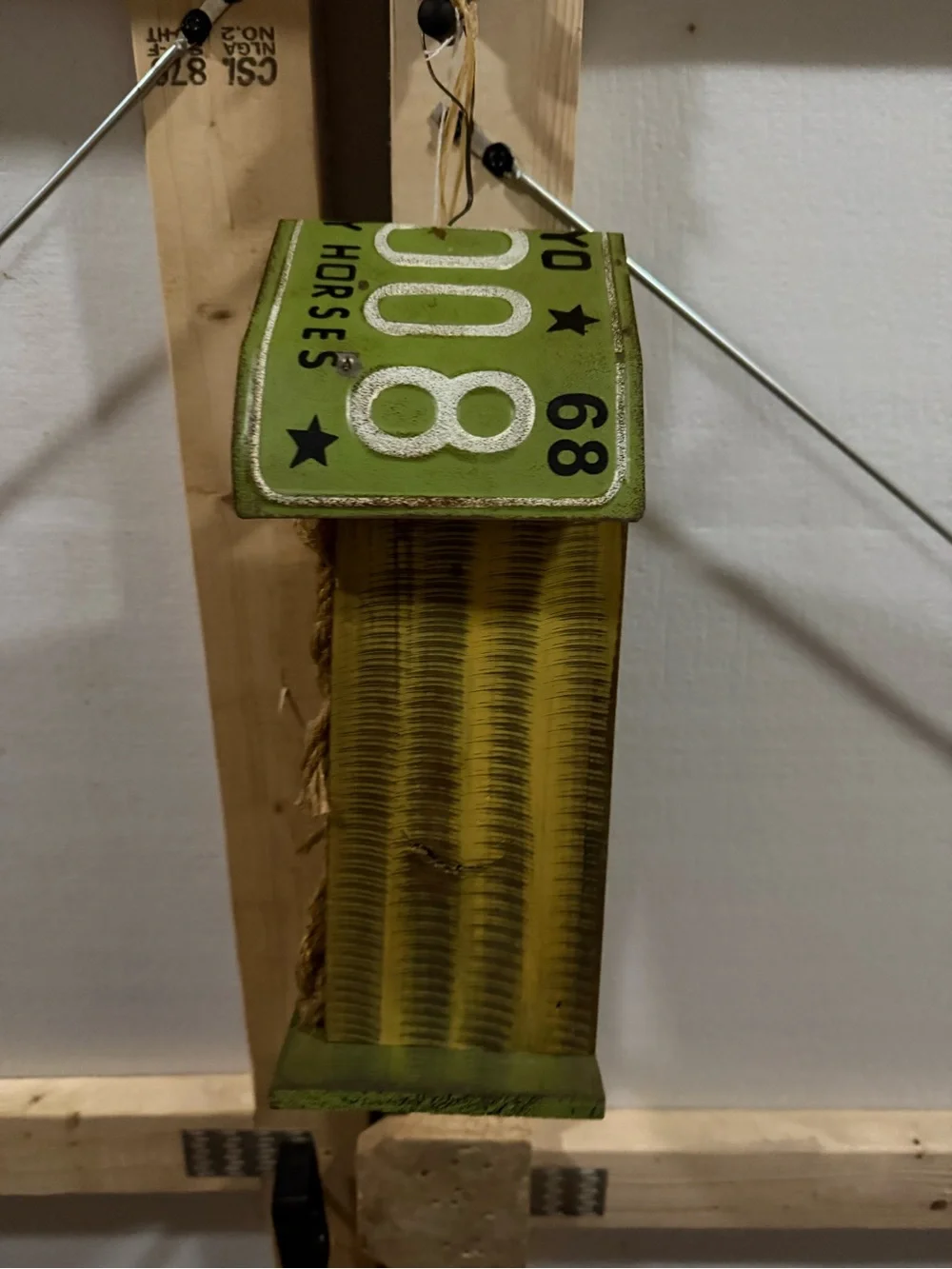 Rustic Yellow Star Cutout Wooden Hanging Birdhouse Wall Decor